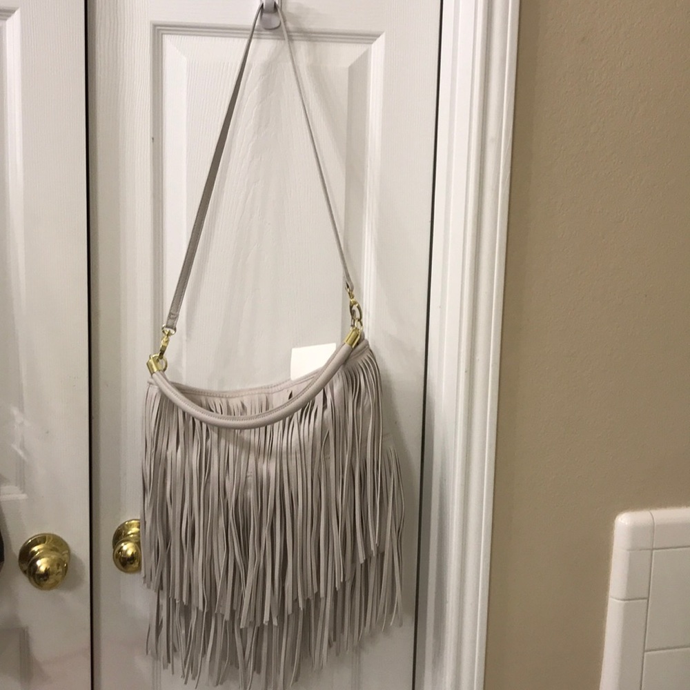 Light Grey Fringe Crossbody or shoulder bag